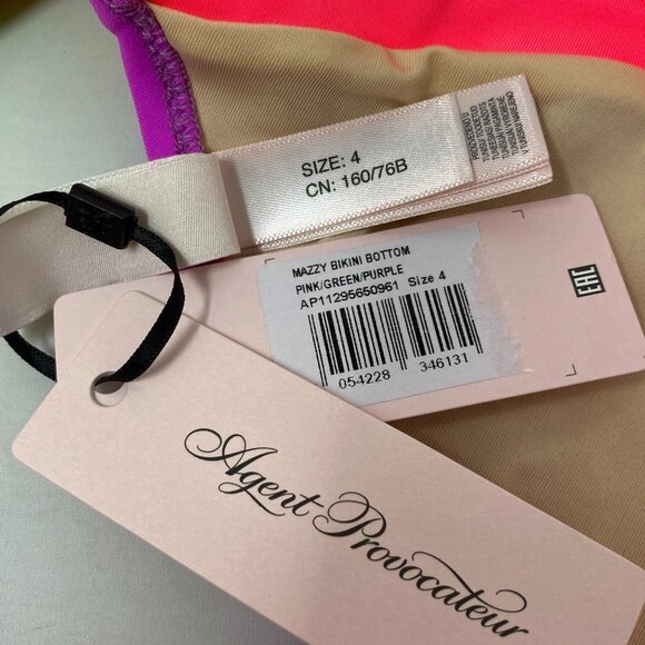Agent Provocateur Mazzy Pink Green Purple Bikini Set AP4 Large NWT - Picture 12 of 12